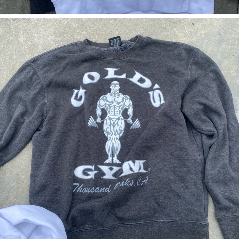 Gray & Pink Gold’s Gym sweaters. Both included!